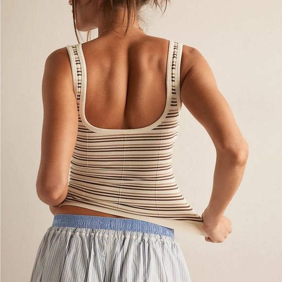 Free People Simply Soft Stripe Tank NWT Size M/L Intimately Cami Top - Picture 3 of 8